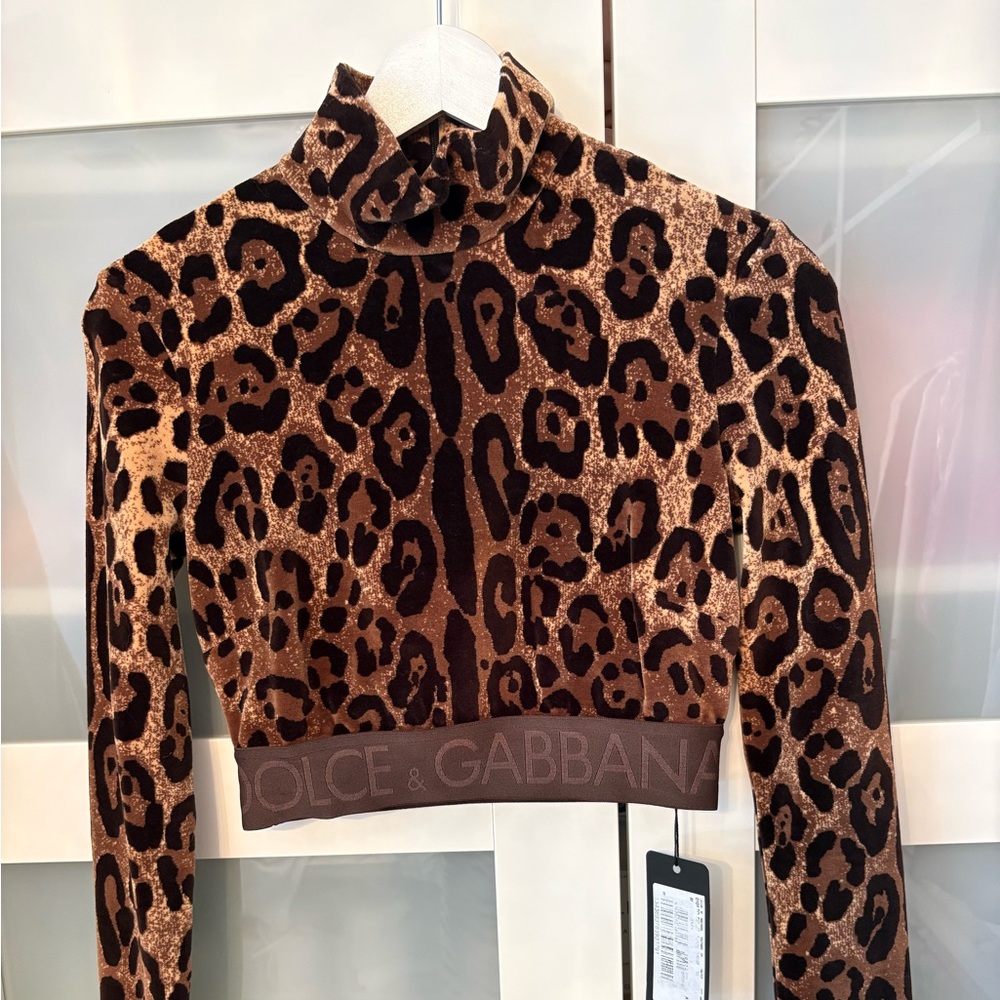 Dolce & Gabbana Brown Leopard Crop Top NWT